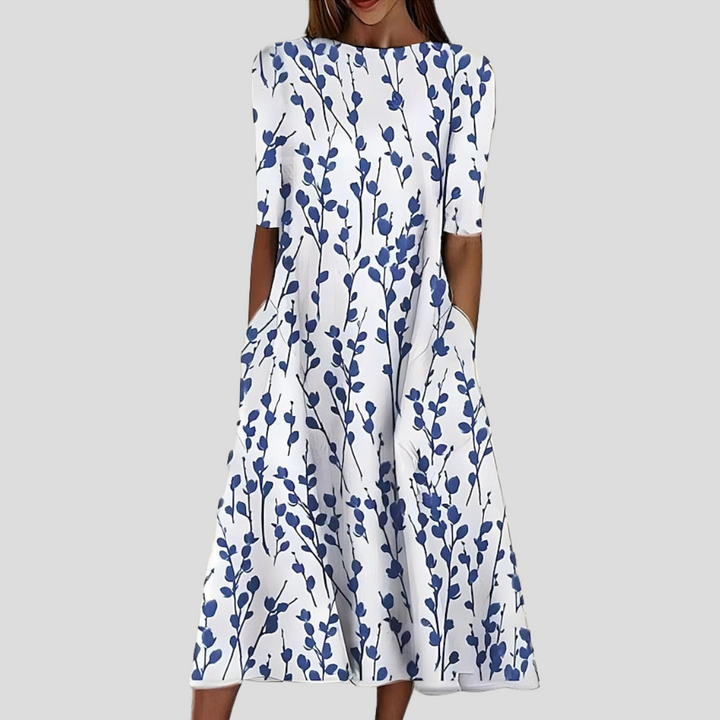 Sela™ – Küstenblumen Midi Kleid