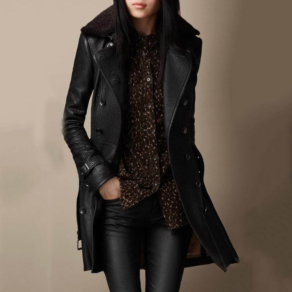 Jane™ - Eleganter Leder-Mantel