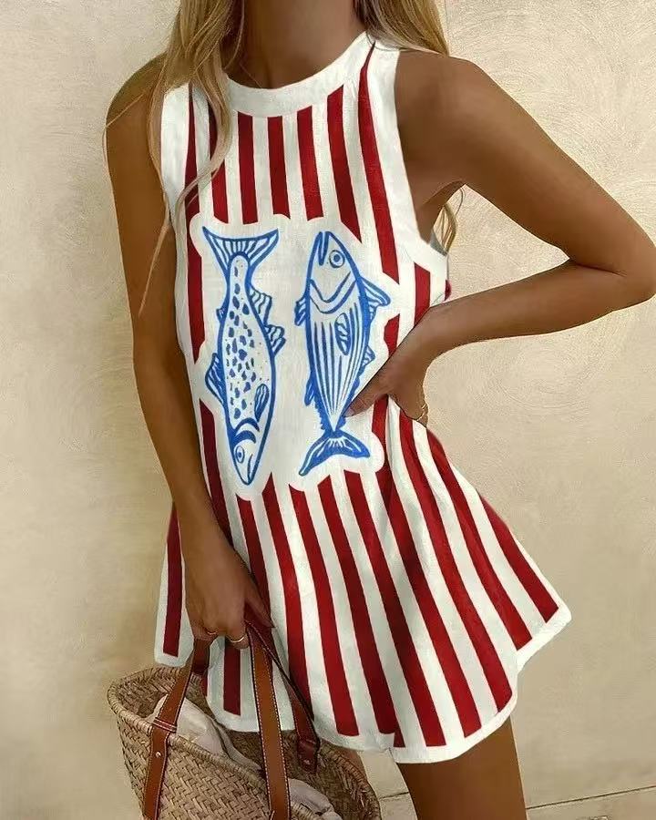 Delara™ | Minikleid mit Fischprint.