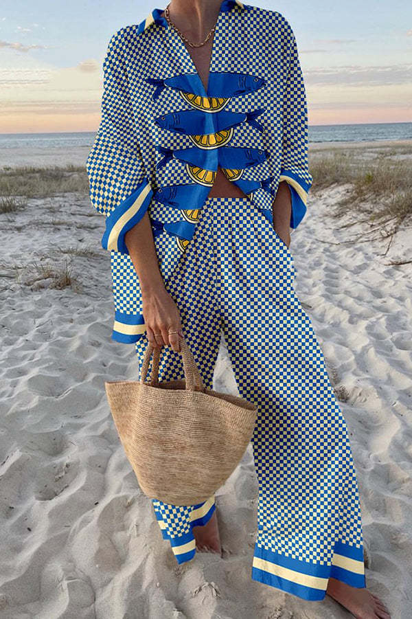 Trivela™ | Leinen-Set mit Sardinen- und Zitronenprint