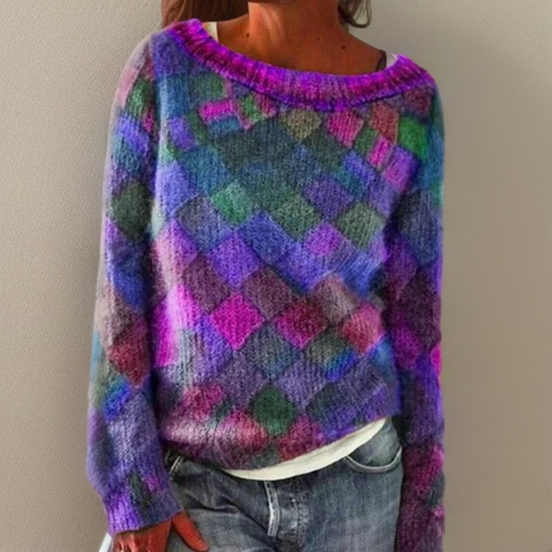 Jessi | Kuscheliger, locker sitzender Pullover mit Rautenmuster