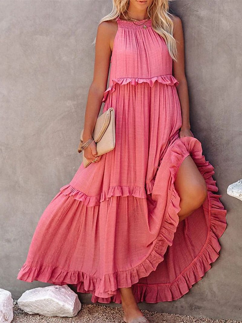 Lara™ - Rosa Lockere Maxi Kleid