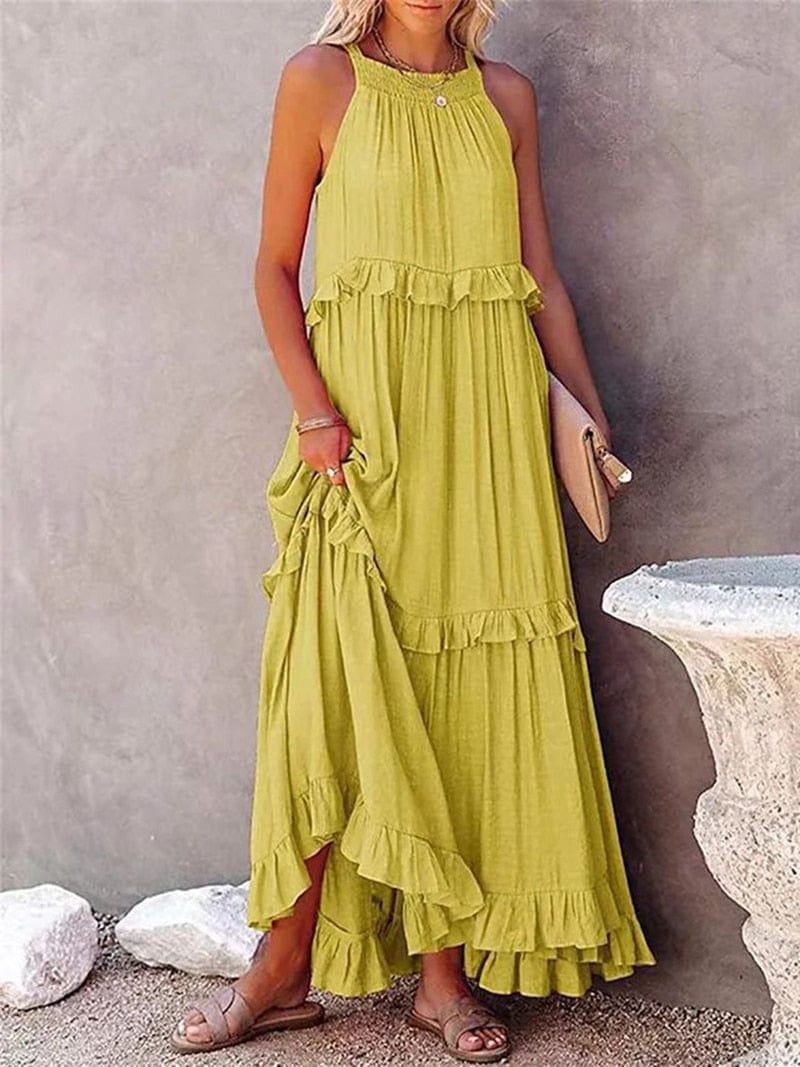 Meave™ Gelbe Lockere Sommerliche Festliche Maxi Kleid