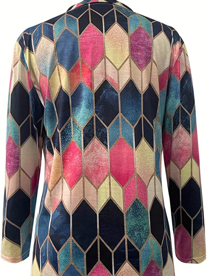 Bianca™ - Buntes Geometrisches Zip-Up Shirt
