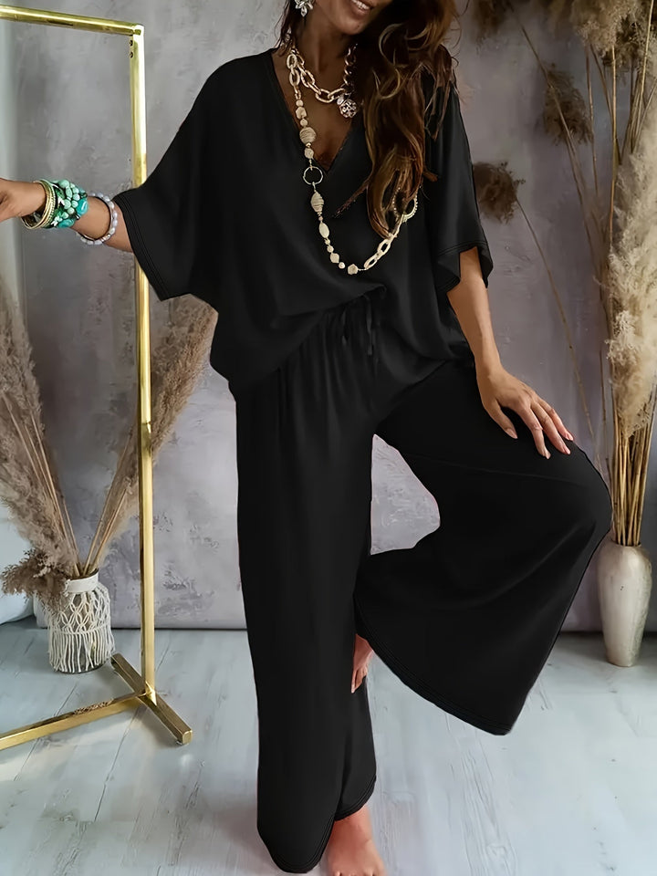 Farah™ - Stylisches einfarbiges Damen-Zweiteiler-Set