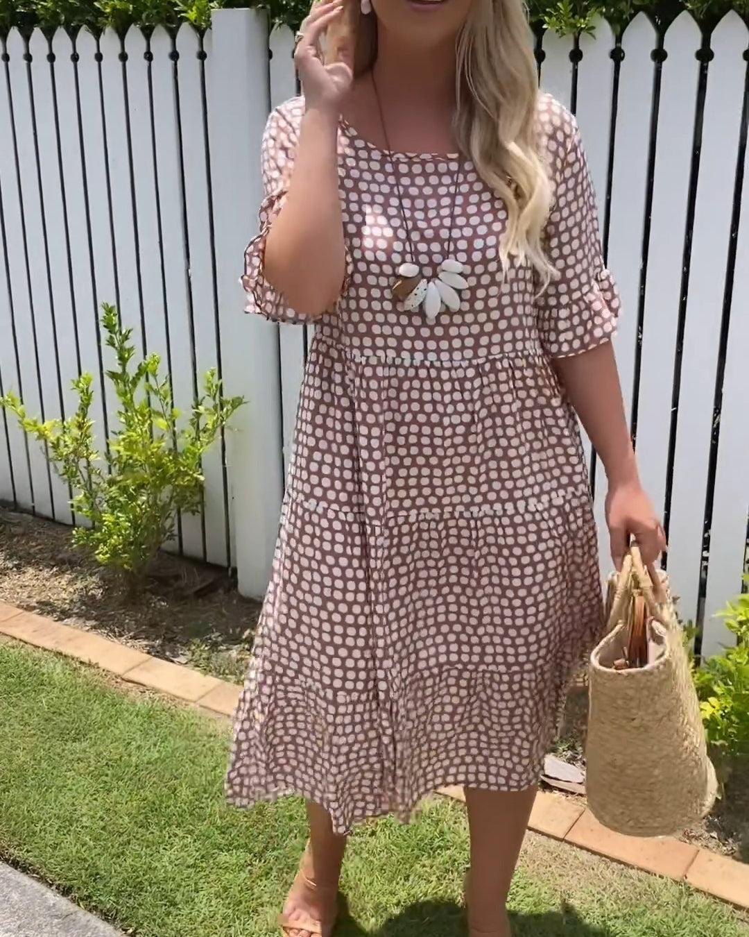 Michelle™ - Kurzarm-Midi-Kleid