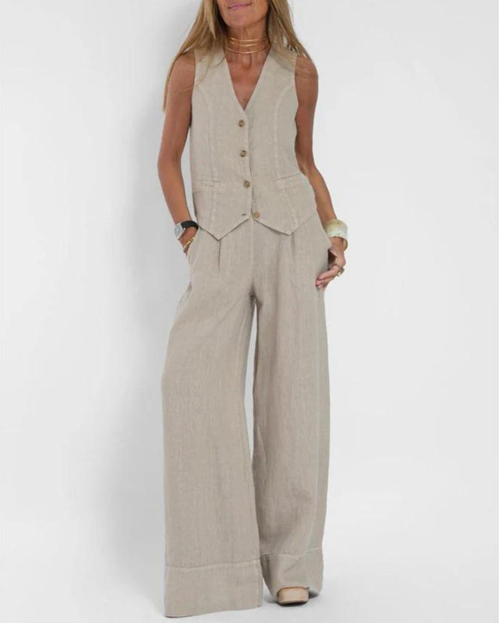 Millie™ - Schickes ärmelloses Vest & Weitbeinige Hose Set