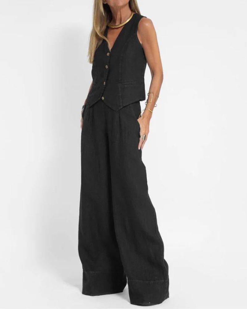 Millie™ - Schickes ärmelloses Vest & Weitbeinige Hose Set