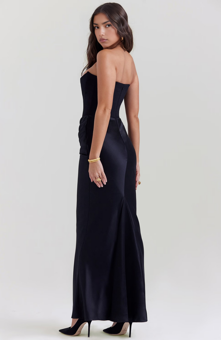 Hera - Elegantes Retro-Einfarbiges Trägerloses Partykleid