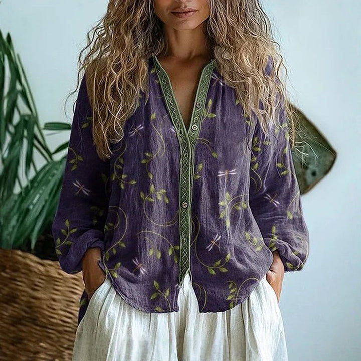 Cara™ - Vintage Blattbluse