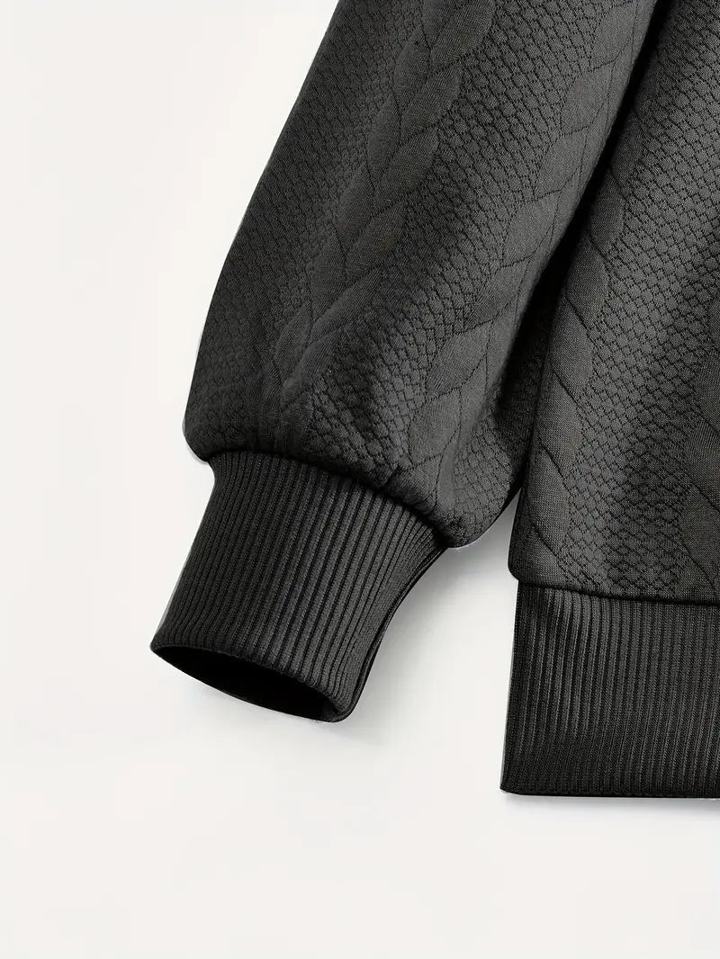 Brit & Boho™️ | Lässiger Jacquard Quarter-Zip Pullover