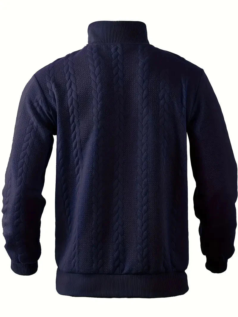 Brit & Boho™️ | Lässiger Jacquard Quarter-Zip Pullover
