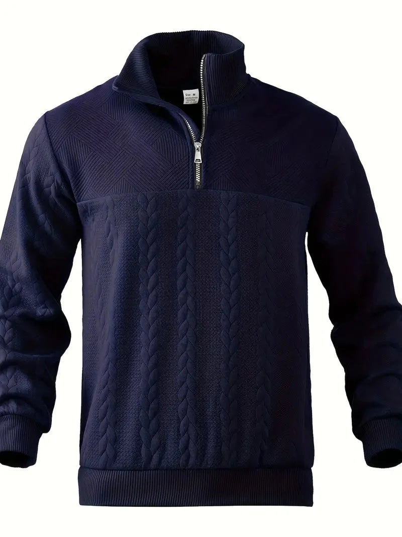 Brit & Boho™️ | Lässiger Jacquard Quarter-Zip Pullover