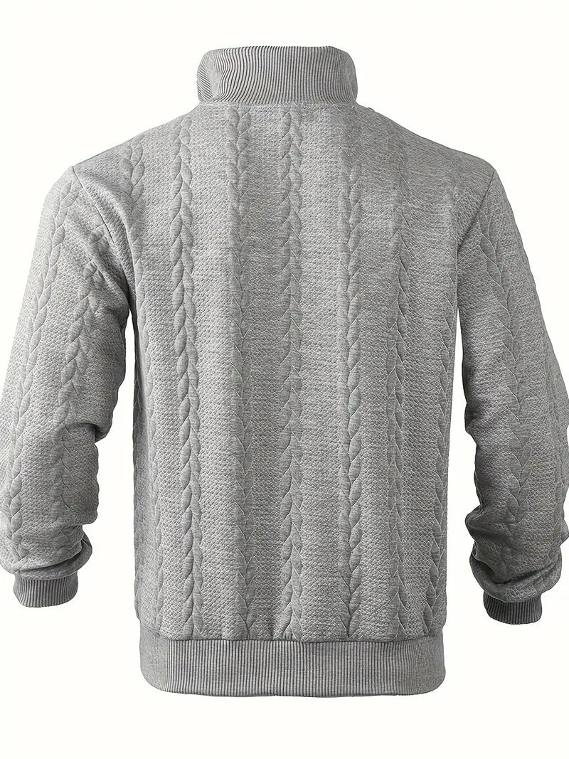 Brit & Boho™️ | Lässiger Jacquard Quarter-Zip Pullover