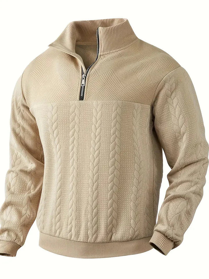 Brit & Boho™️ | Lässiger Jacquard Quarter-Zip Pullover