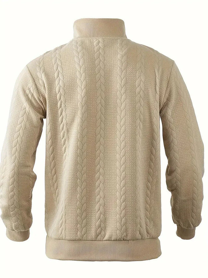 Brit & Boho™️ | Lässiger Jacquard Quarter-Zip Pullover