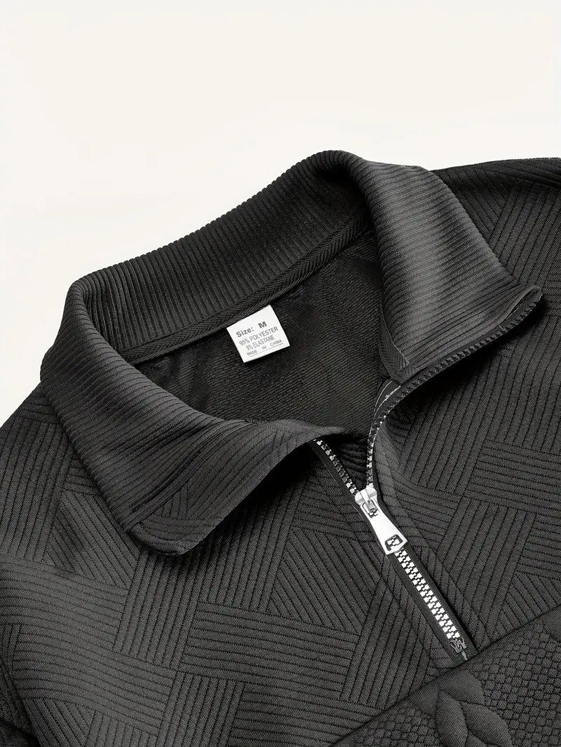 Brit & Boho™️ | Lässiger Jacquard Quarter-Zip Pullover
