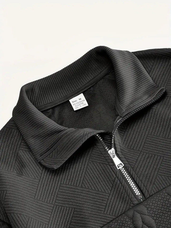Brit & Boho™️ | Lässiger Jacquard Quarter-Zip Pullover