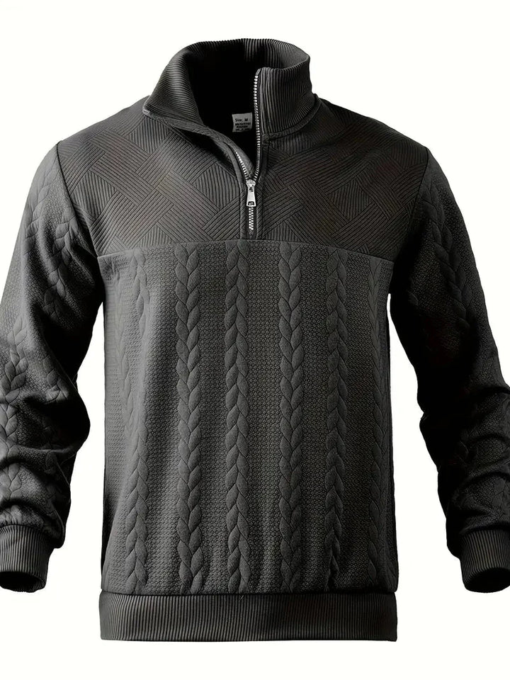 Brit & Boho™️ | Lässiger Jacquard Quarter-Zip Pullover