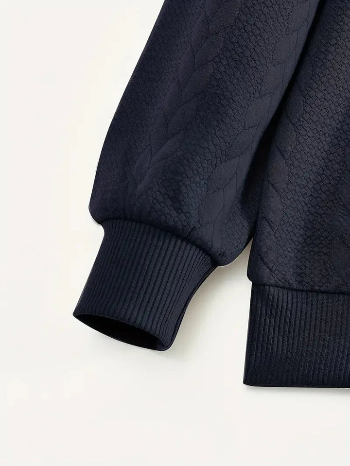 Brit & Boho™️ | Lässiger Jacquard Quarter-Zip Pullover