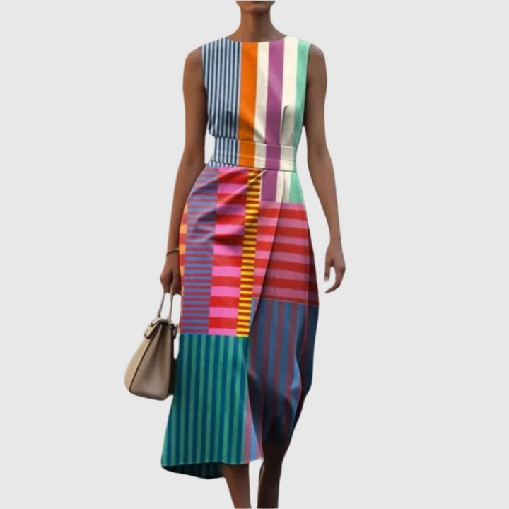 Celine™ – Elegantes Geometrisches Drapiertes Kleid