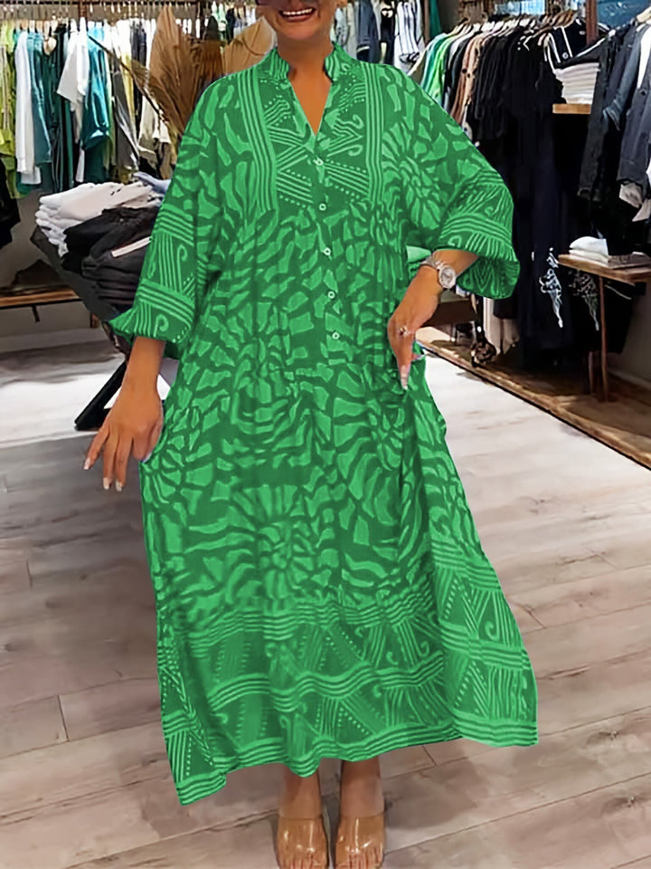 Mira | V-Ausschnitt Gedrucktes Kleid (Fast ausverkauft)