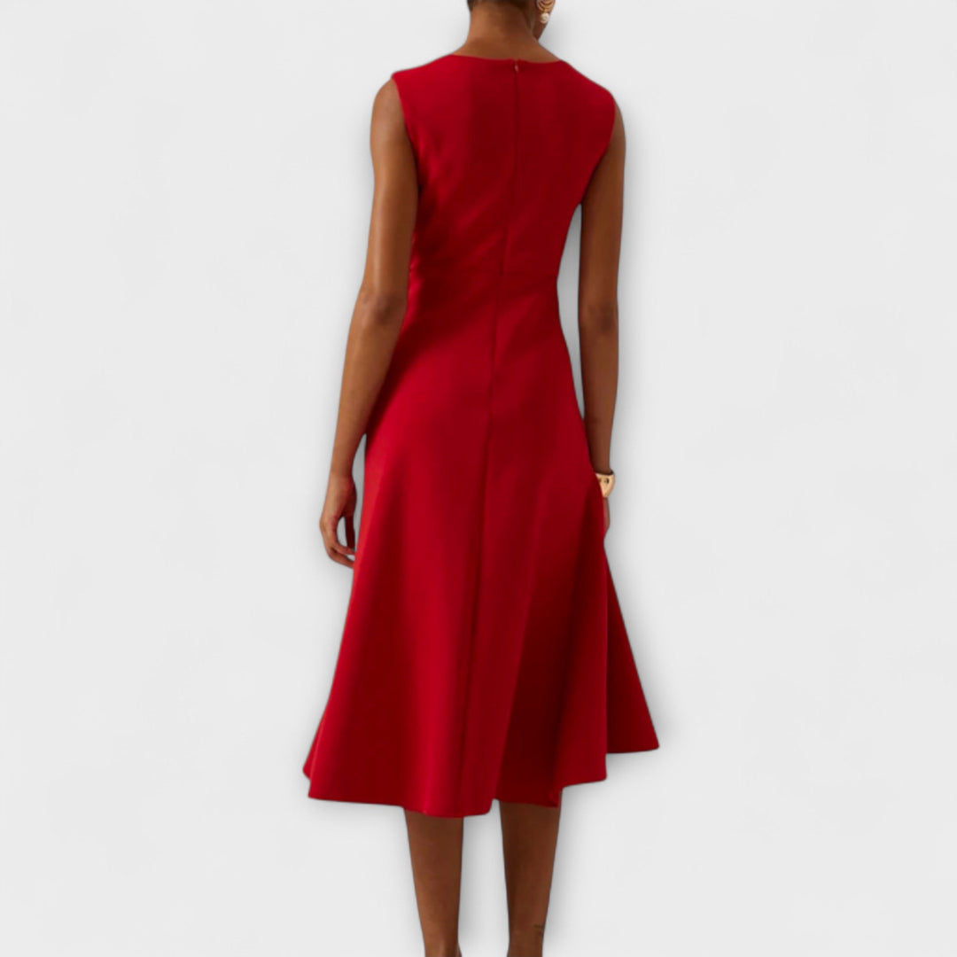 Juliette™ – Elegantes Drapiertes Asymmetrisches Midi-Kleid