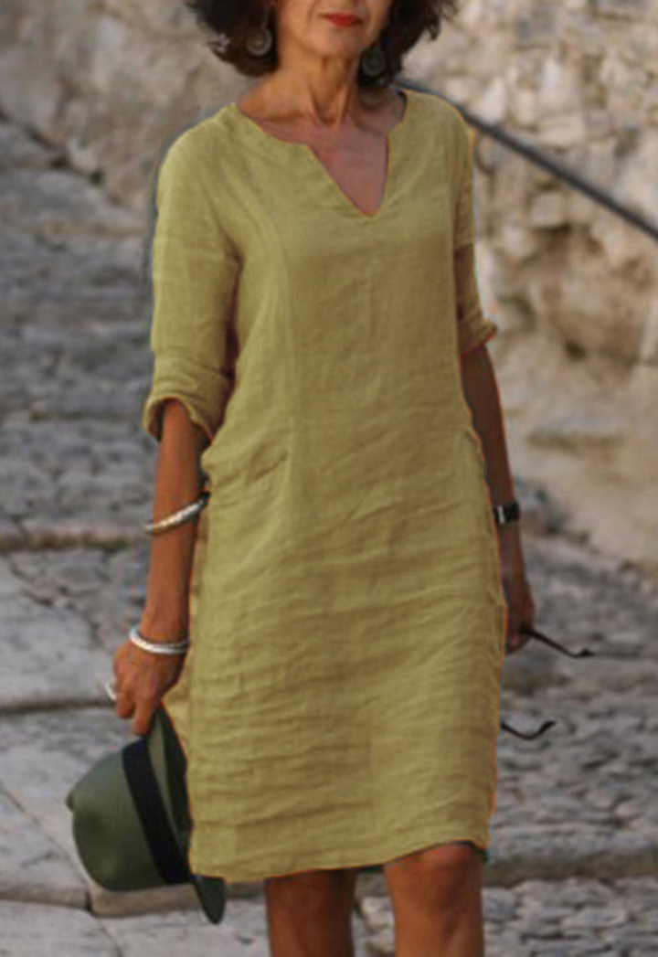 Elvy™ - Elegantes V-Ausschnitt Kleid