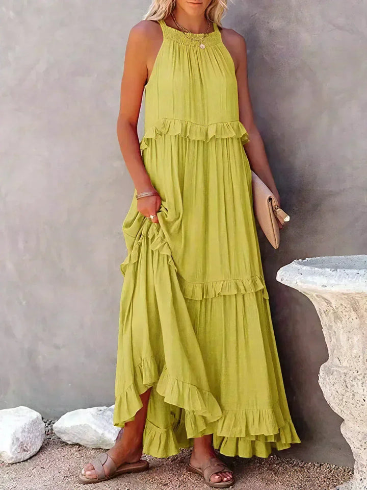 Sarah | Halter Rüsch Maxi Kleid (Fast ausverkauft)