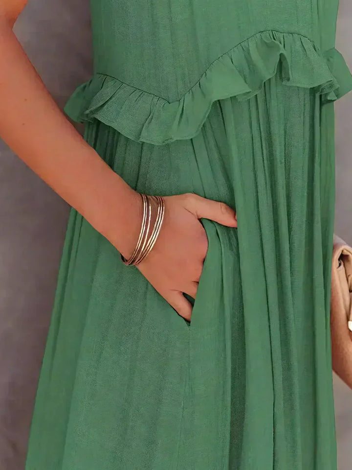Sarah | Halter Rüsch Maxi Kleid (Fast ausverkauft)