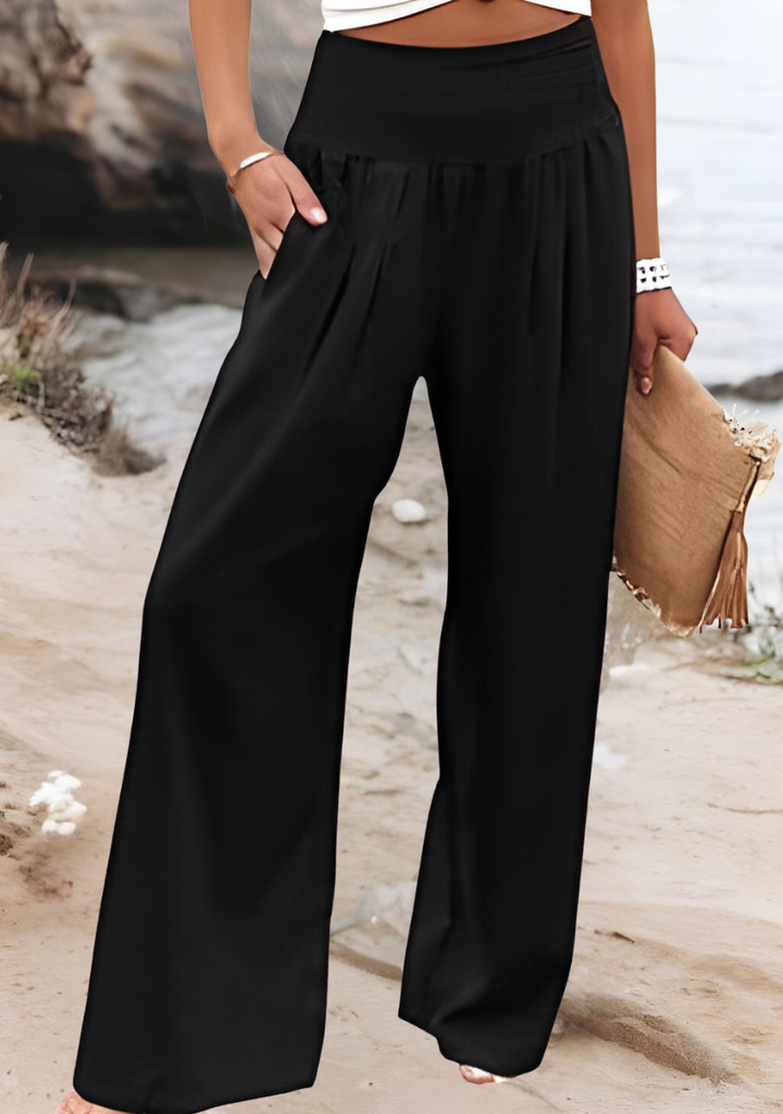 Lily Fließende Strandhose mit Weiten Beinen