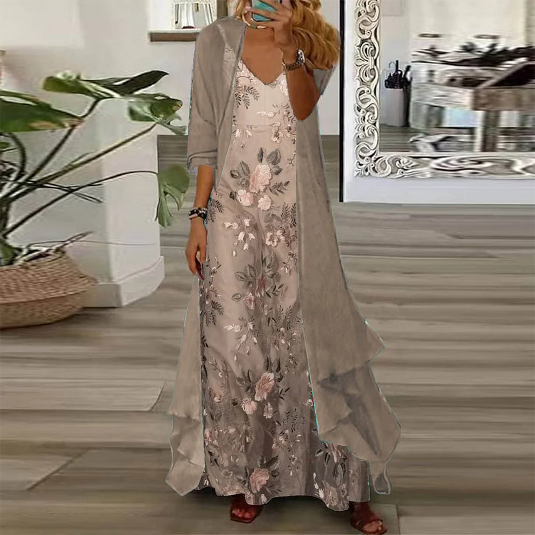 Edda™ - Zweiteiliges Blumen-Maxi-Kleid Set