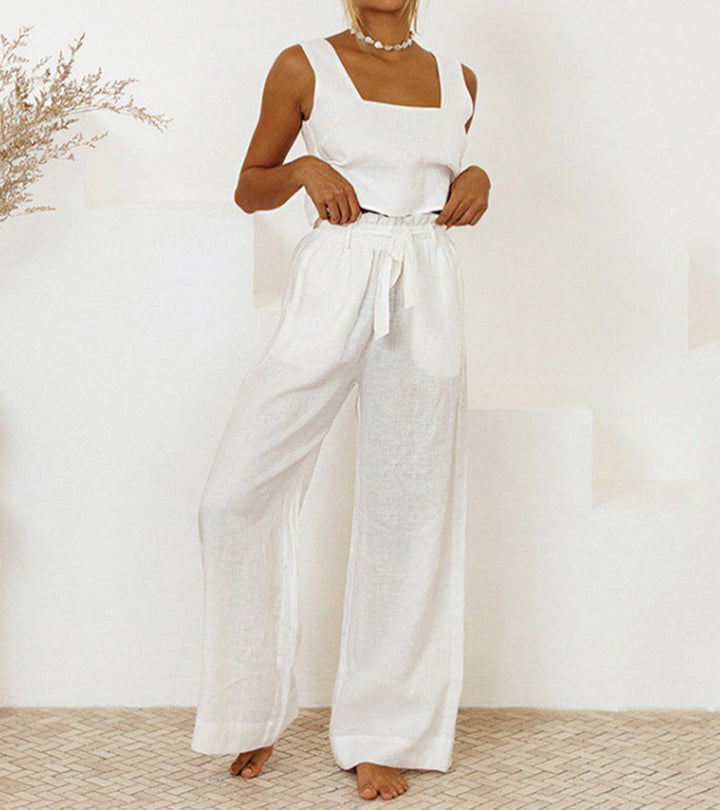 Megan™ - Minimalistisches Top und weite Hose Set
