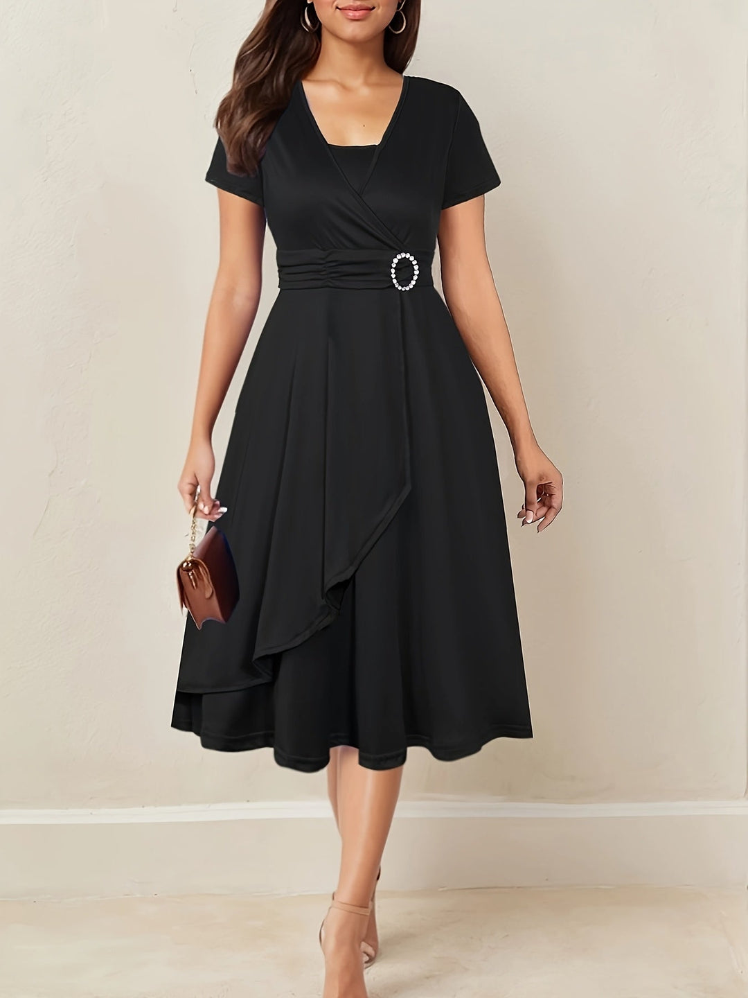 Hilda™ - Elegantes Abendkleid mit Strass-V-Ausschnitt