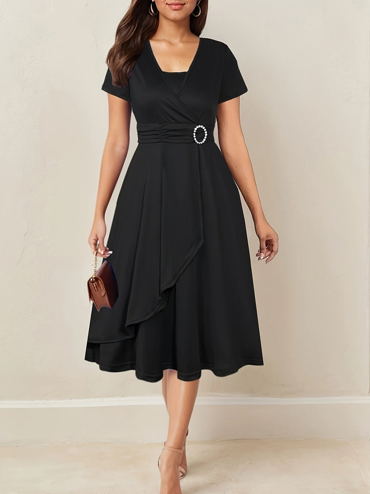 Hilda™ - Elegantes Abendkleid mit Strass-V-Ausschnitt