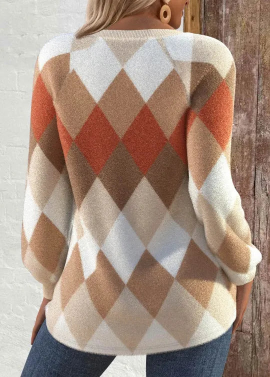 Sign | Karierter Strick mit Knopfdetail