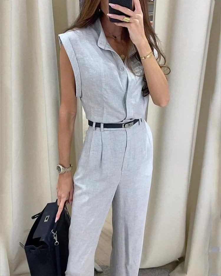 Paola - Elegant Set With Plain Shirt And Trousers