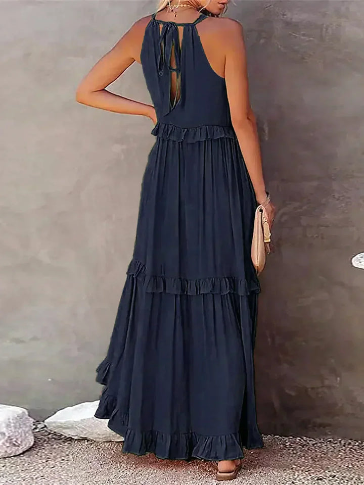 Sarah | Halter Rüsch Maxi Kleid (Fast ausverkauft)
