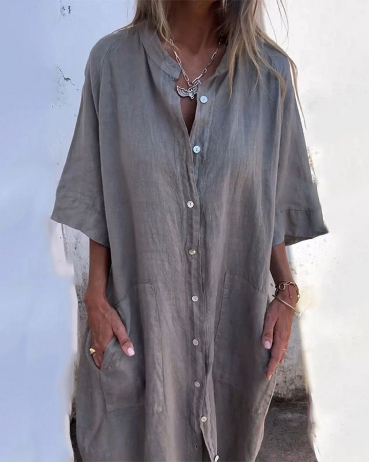 Meiva™ - Baumwoll-Leinen Hemdkleid