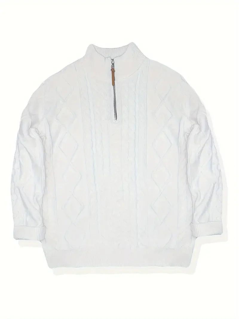 Brit & Boho™️ | Viskose-Mischung Strick Quarter Zip