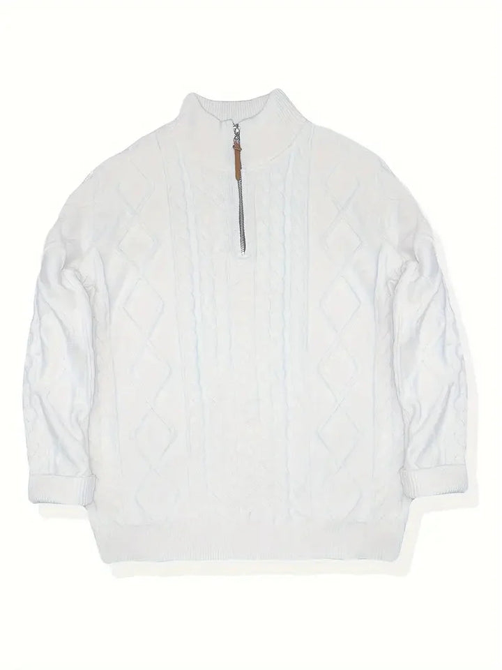 Brit & Boho™️ | Viskose-Mischung Strick Quarter Zip