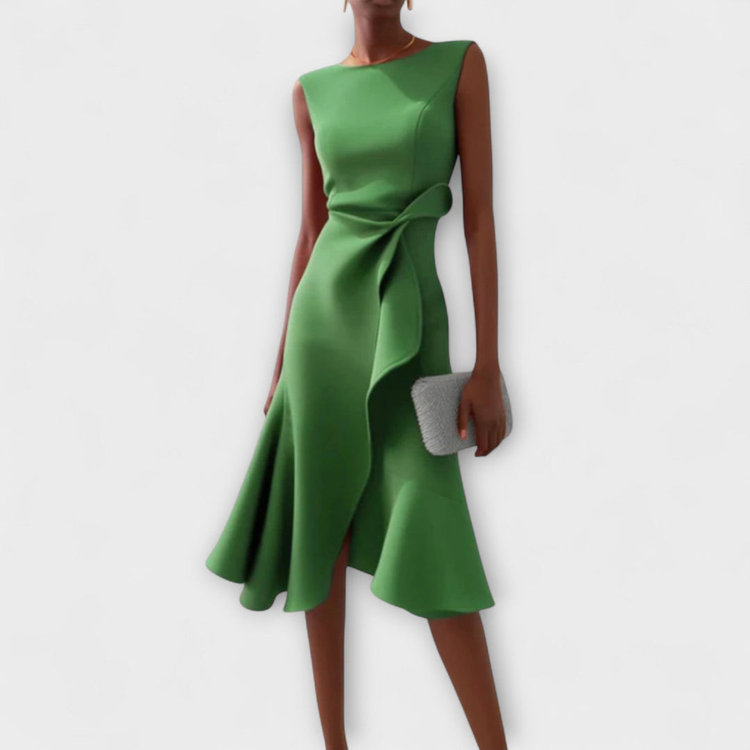 Juliette™ – Elegantes Drapiertes Asymmetrisches Midi-Kleid