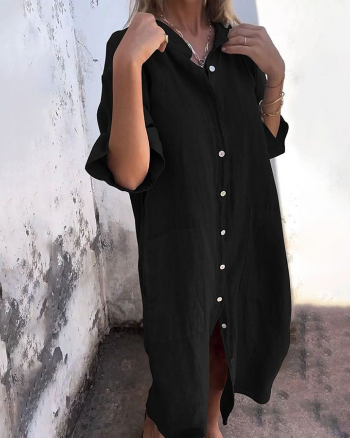 Meiva™ - Baumwoll-Leinen Hemdkleid