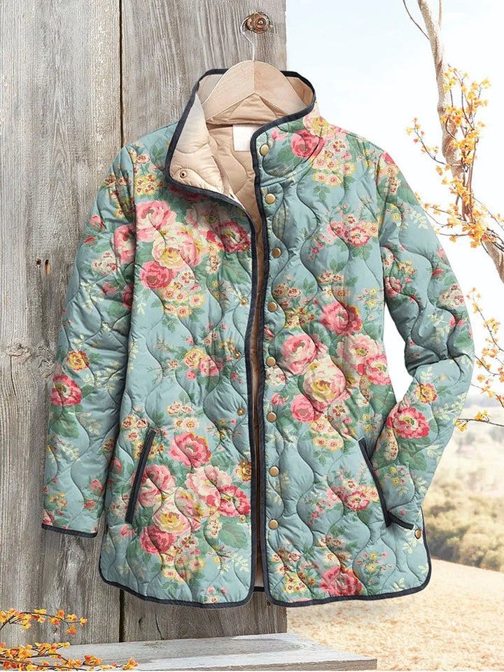 Damenjacke mit schönem Blumenmuster, gesteppt