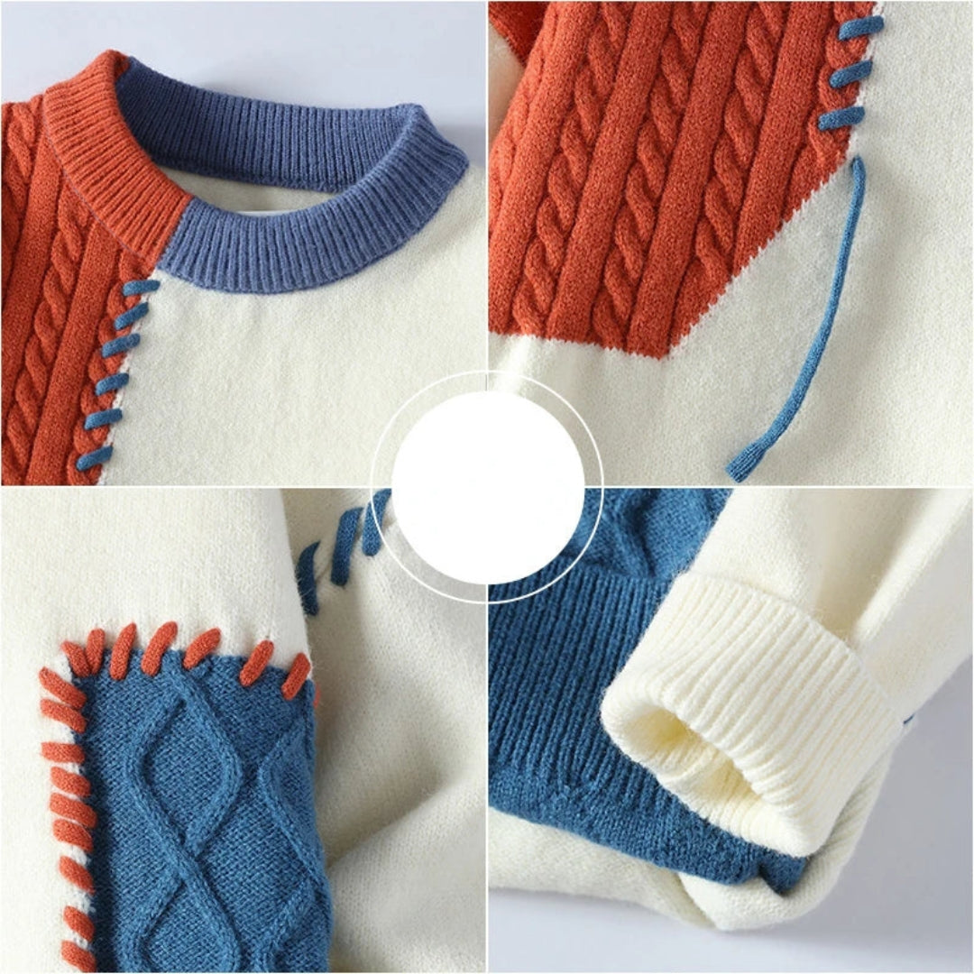 Francesca - Gemütlicher Patchwork Pullover