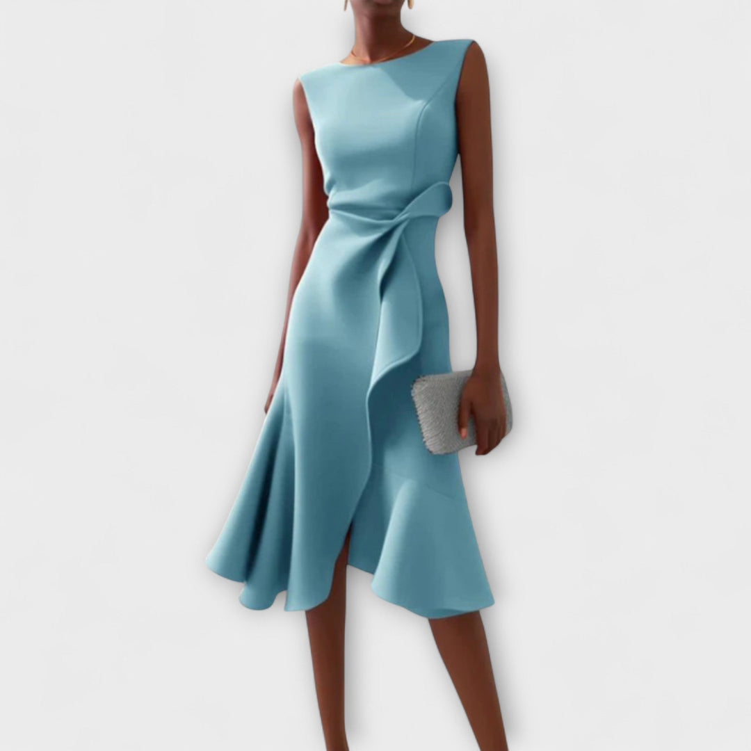 Juliette™ – Elegantes Drapiertes Asymmetrisches Midi-Kleid