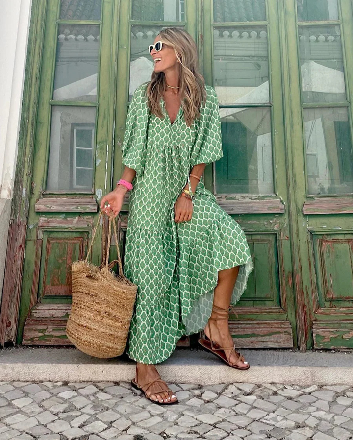 Elin | Boho Maxi Baumwollkleid