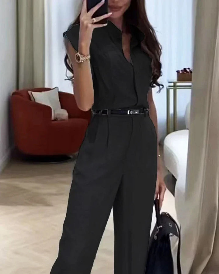 Paola - Elegant Set With Plain Shirt And Trousers