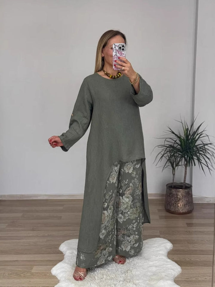 Regina™ – Elegantes Casual Baumwoll und Leinen-Set