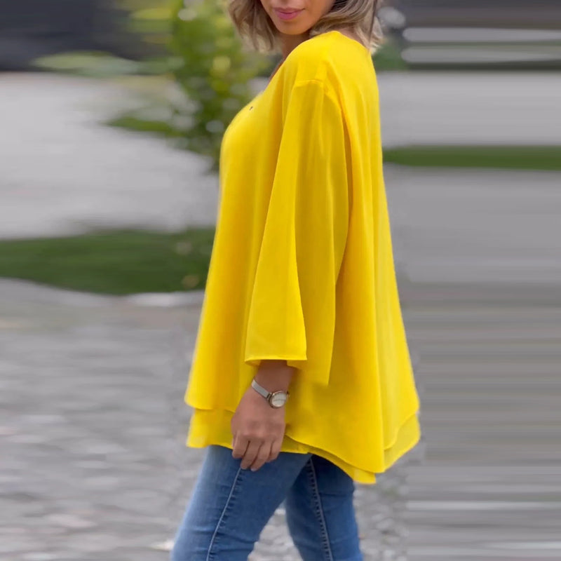 Heidi™ - V-Ausschnitt Fließendes Zipped Top